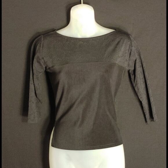 LADIES BLACK PULLOVER STRETCH TOP BY GENEVA - Picture 1 of 6